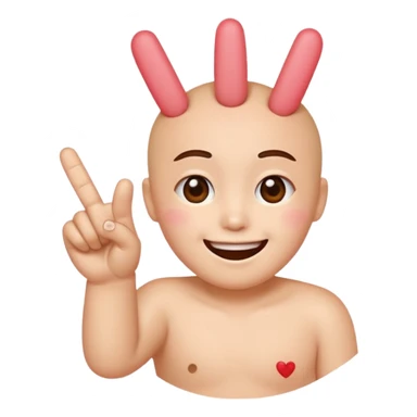 A Smiling Face with Smiling Eyes emoji with a hand korean finger heart emoji that has the middle finger sticking out sticker