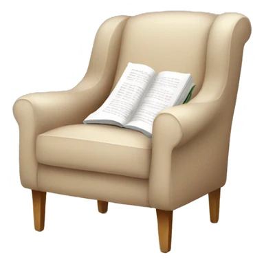 Simple Beige Armchair with blanket and open book on it sticker