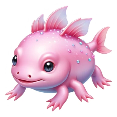 Sparkly glossy Pastel iridescent cute baby  axolotl sticker