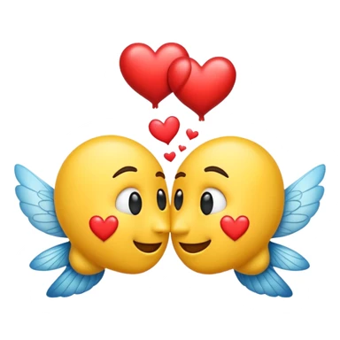 Kissing emoji with fly away hearts sticker