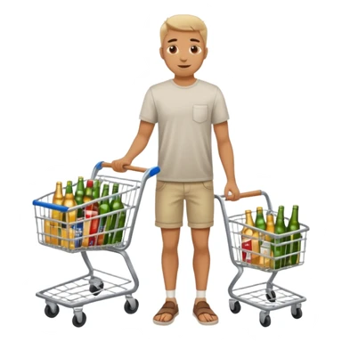 man with a shopping cart full of beers and wines full body sticker