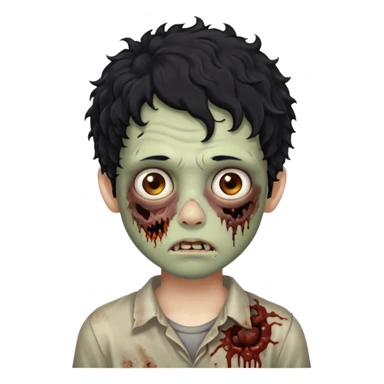 menino com cabelo cacheado e olhos marrons, com aparencia de zumbi sticker