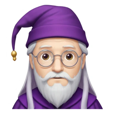 dumbledore, white hair, wear purple magic hat, glasses sticker