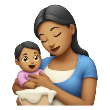 mamá con bebé dando leche sticker