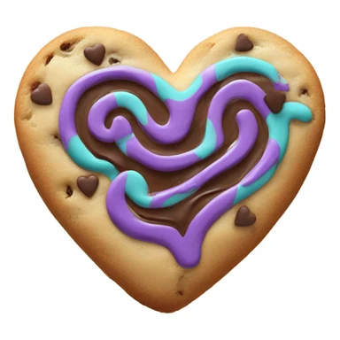 Purple teal chocolate chip heart cookie sticker