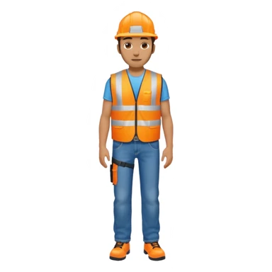 man in orange hi vis vest and jeans, standing full body sticker