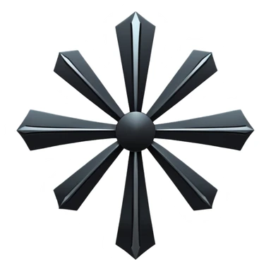 Emoji, dark futuristic cross, symmetrical geometric shape, black metal, gothic cyber aesthetic, minimal flat design, sharp edges, centered, transparent background do not use any other colors but metal and black sticker