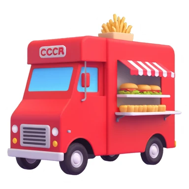 generate me a 3D red truck icecream food truck sticker