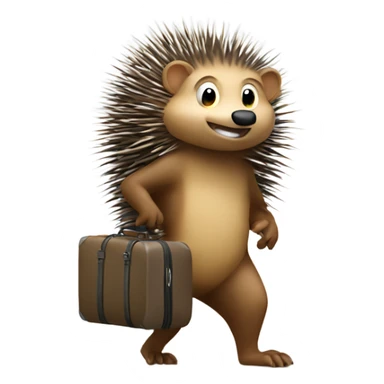 Porcupine with luggage sticker