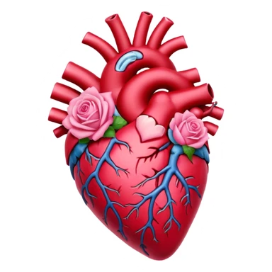 anatomical heart with pink flowers sticker