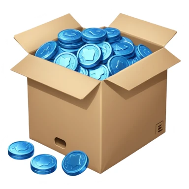 blue coins credit in a package sticker