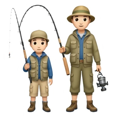 father and son fishing, full body sticker