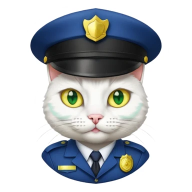 white cat police, yellow and green eyes sticker