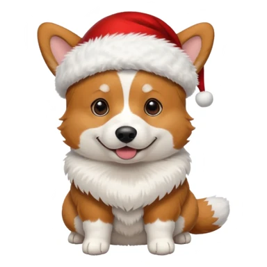 tricolor corgi with santa hat on sticker