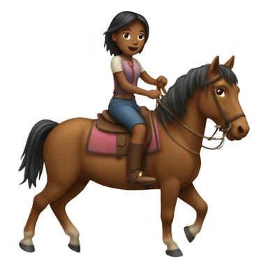 Girl who is riding on a Horse with a wood Stick  sticker