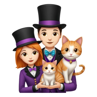 magician couple and their pet cat sticker