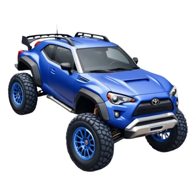 Rally race car Widened roof Long wheelbase widened pearly midnight satin dark blue  2025 Toyota Gr86 off-road racer chrome nerf bars,side steps mounted under-door-sill climbing rock sliders, and silver satin wheels  sticker