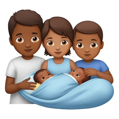 Three siblings with brown skin ages 3, 1.5, and newborn sticker