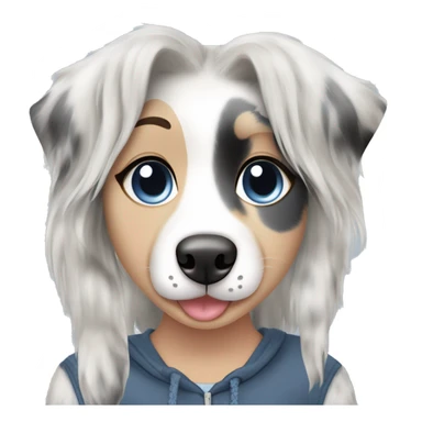 Blue merle Australian shepherd dog and blonde girl owner sticker