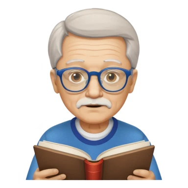old man colored glasses reading a book  sticker