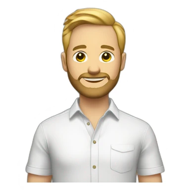 white male with small beard and very few hair holding stacks of money smart casual shirt sticker