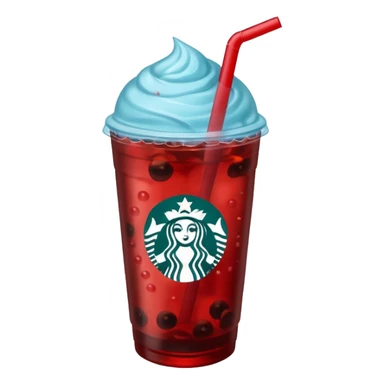 Tealish-blue Starbucks refresher with red boba sticker
