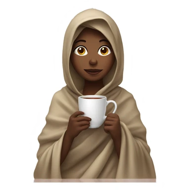 girl wrapped in blanket drinking tea sticker