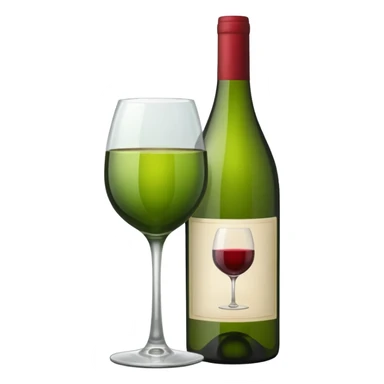 Bottle of wine glass green sticker