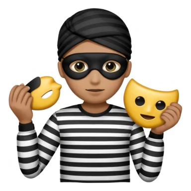 Thief emoji with striped black and white shirt eyemask and thief stuff sticker