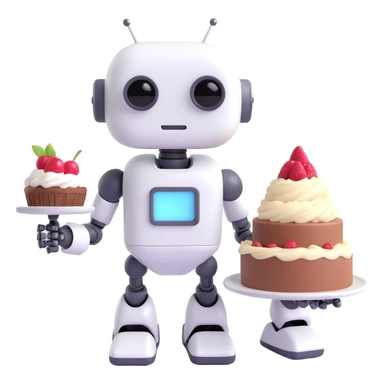 The cute robot and dessert, 3d emoji sticker