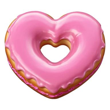 Realistic isolated heart shaped donut with pink frosting. sticker