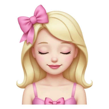 emoji coquette with a pink bow, closed eyes, confident smile, soft aesthetic



 sticker