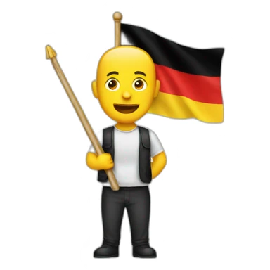 man holding german flag sticker