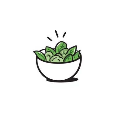 simple hand-drawn doodle of a salad bowl with leafy greens sticker