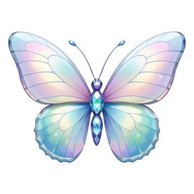 Pastel white iridescent glass crystal butterfly sticker