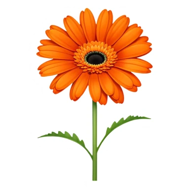 single Vibrant Orange Gerbera Daisy, straight stem sticker