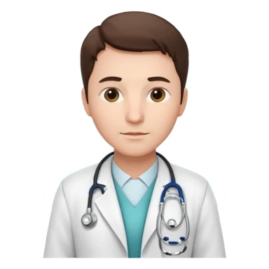 medico con estetoscopio y bata en la consulta de un hospital sticker