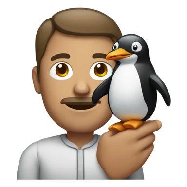 Man holding a penguin  sticker