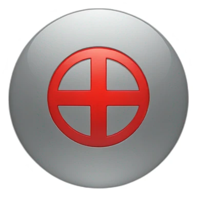 Red plus icon with circular gray background sticker