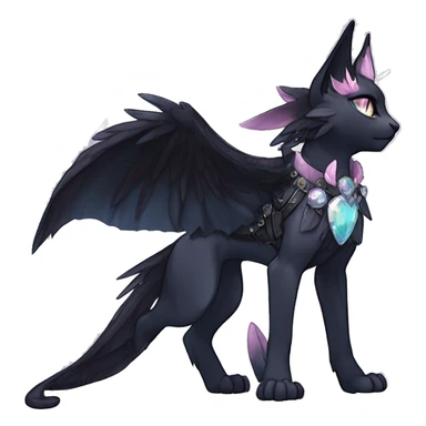 cool punk kawaii anime edgy distinguished ethereal elegant beautiful fantasy black ethereal fantasy nargacuga-Noivern-sphynx-Quiana-Fakemon collar harness moon jewels full body sticker