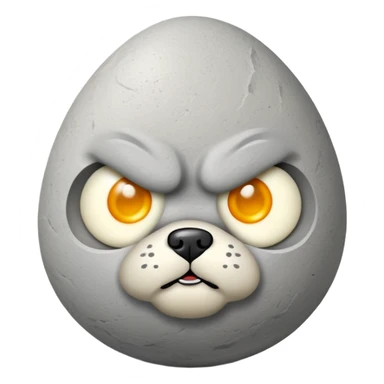 Angry pebble that looks like dog with egg on top sticker