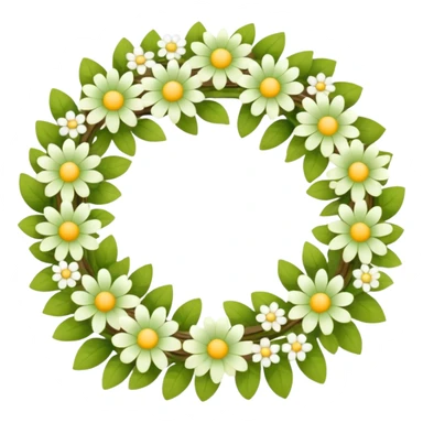 flower wreath with mostly yellow, white and green pastel colors, in a shape of an egg. flowers are original sticker