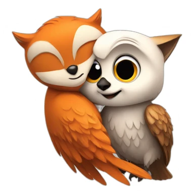 owl hugs fox sticker