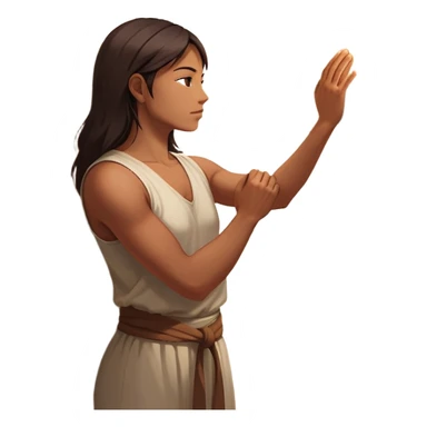 A person stands facing a wall with their hand on it, their shoulders hunched as if weighed down. A glowing, clenched fist of tension sits in their chest. But behind them, a doorway opens—light streaming through. The words "You are free" echo from inside. It’s the moment of  they can choose peace. sticker