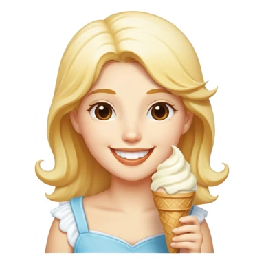 happy Athena eating white ice cream sticker