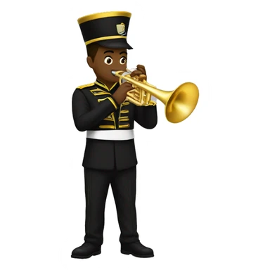 A Marching band trumpet player in black and gold uniform sticker