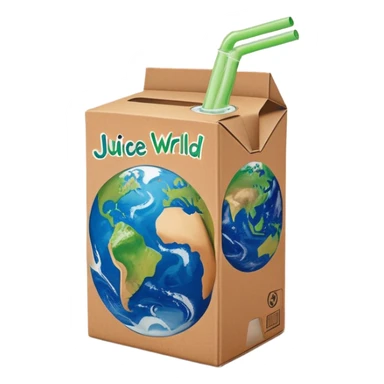 Juice box with the earth as the logo and the name of the juice box is juice wrld sticker