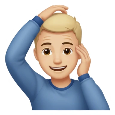 Guy getting embarrassed, smiling and scratching the back of his head sticker