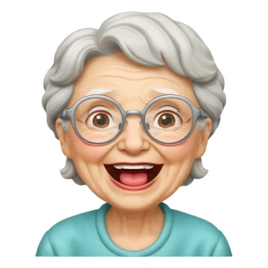 cute granny laugh her mouth wide open sticker