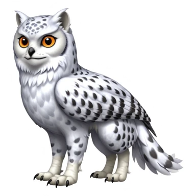 Beaked beaky Realistic wild natural elegant pretty beautiful handsome shiny colorful furry 4-legged digitigrade snow-leopard-snowy-owl-gryphon-griffin-arctic-fox-fusion-hybrid-fursona-furry-animal-creature, full body, hyper-realism, long tufted tail sticker